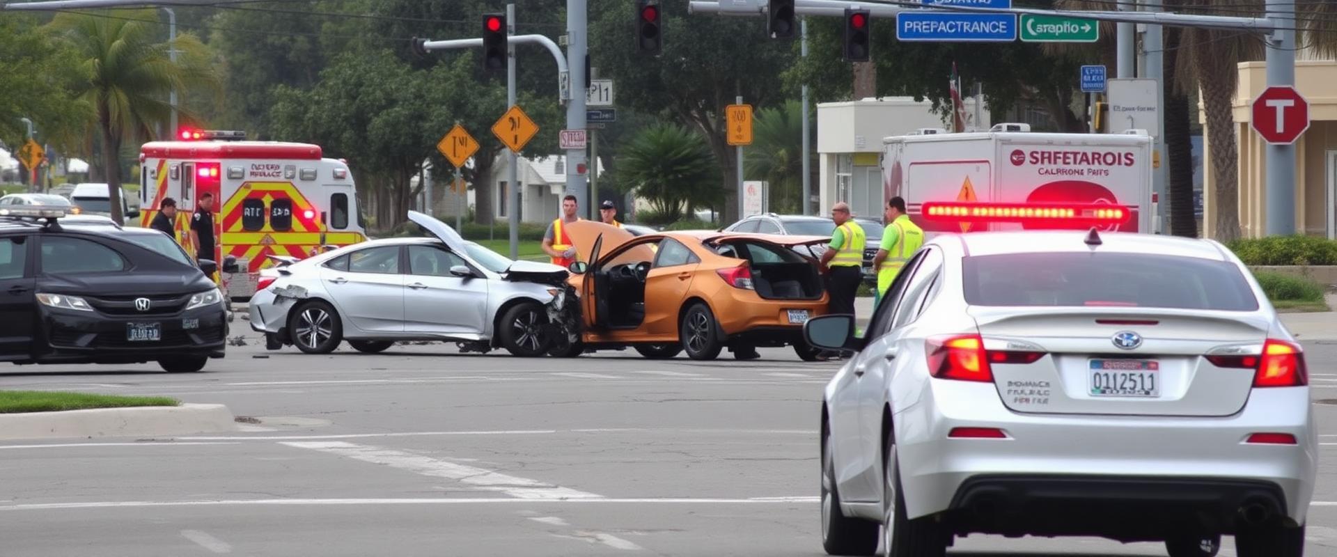 Car accident scene at a San Diego intersection